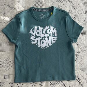 Volcom Teal Graphic Heart Logo Tee NWT